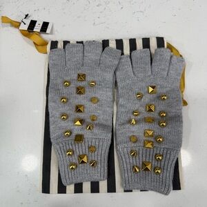 Lele Sadoughi Heather Grey Studded Fingerless Gloves